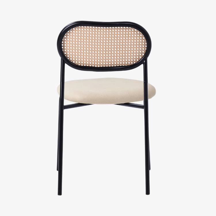 Silla de comedor ratán y asiento tapizado Zaida beige