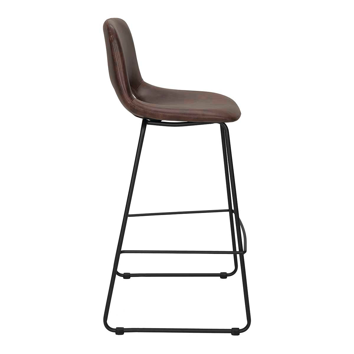 Tabouret de bar en cuir semi-brun Lewis H75cms