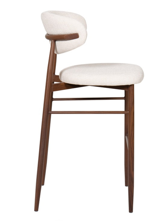 Banco alto nórdico, aço nogueira, Olimpo, 75cm
