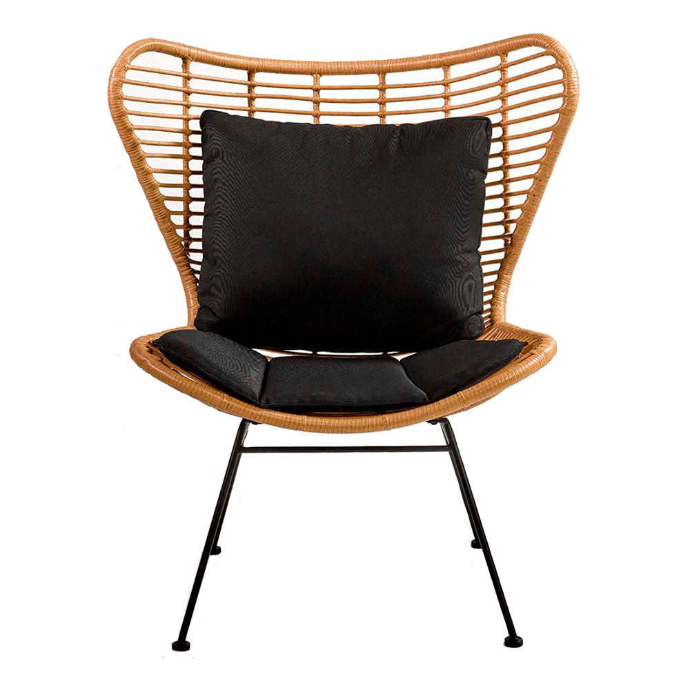 Sillón ratán sintético y acero negro Madame