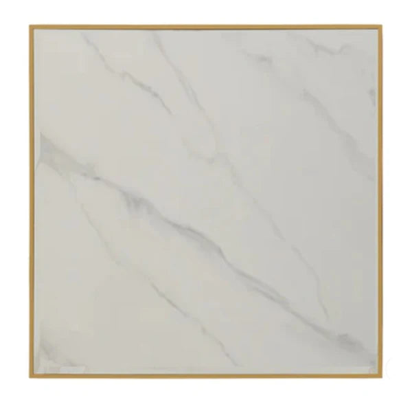 Mesa de bar alta piedra sinterizada con borde dorado 70x70