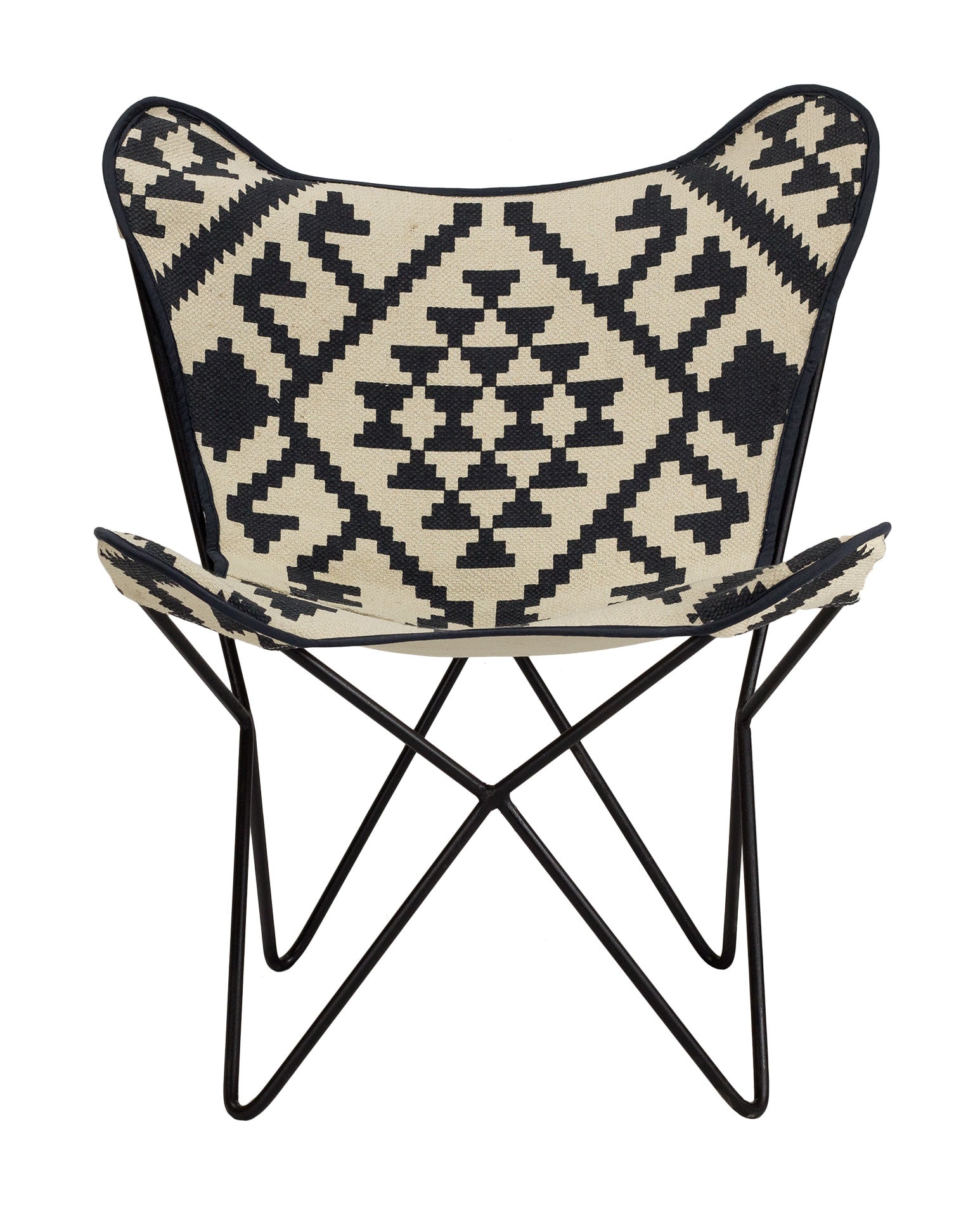 Chaise papillon vintage en textile noir