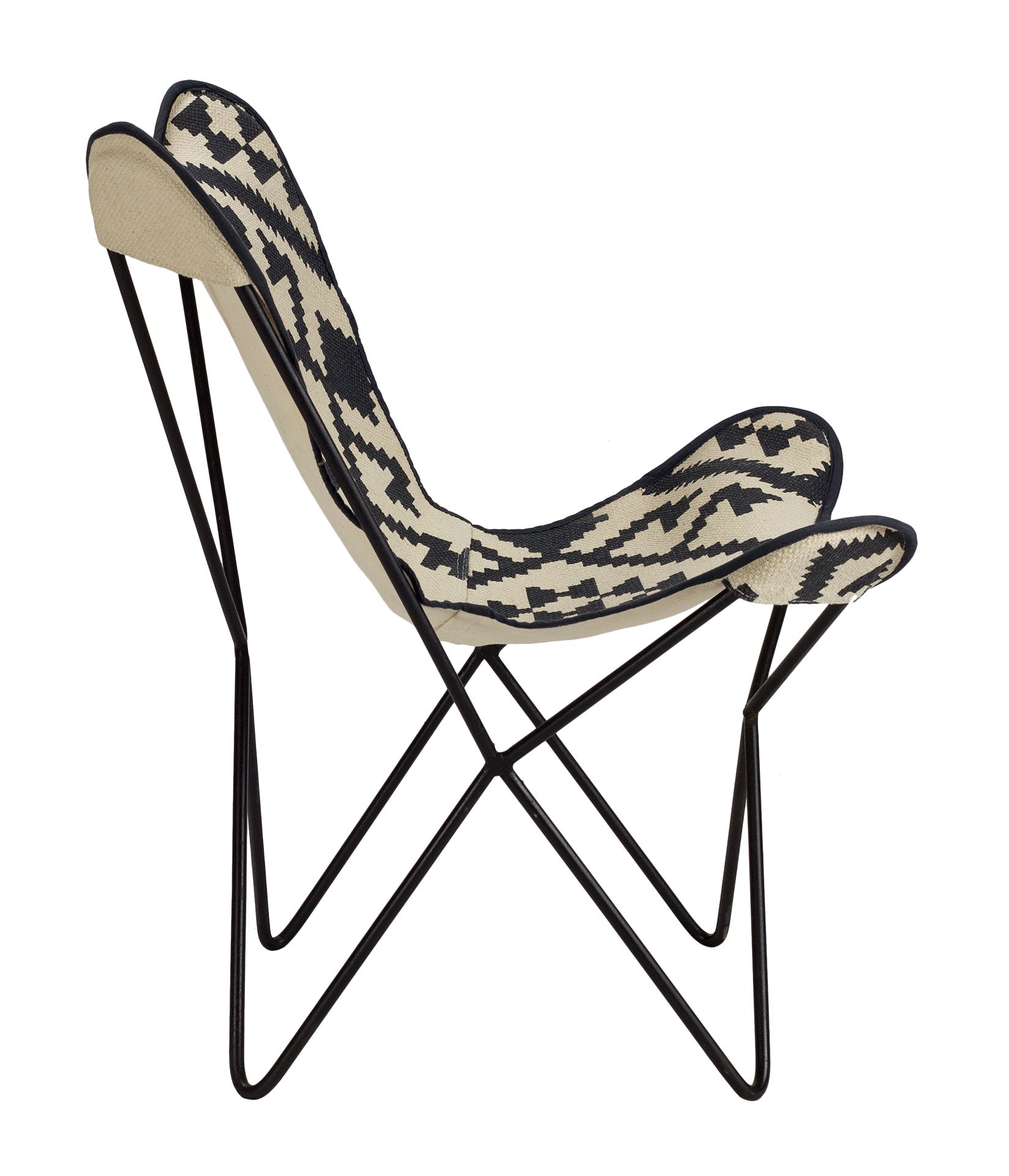 Chaise papillon vintage en textile noir