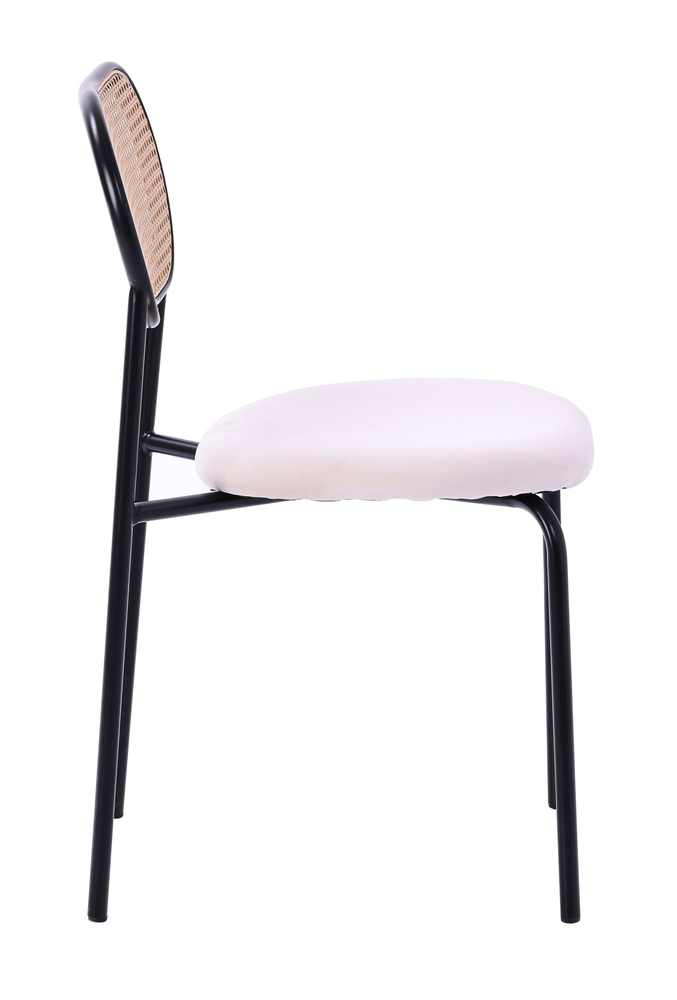 Silla de comedor ratán y asiento tapizado Zaida beige