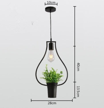 Lámpara de techo maceta ovalada acero negro Flowerpot