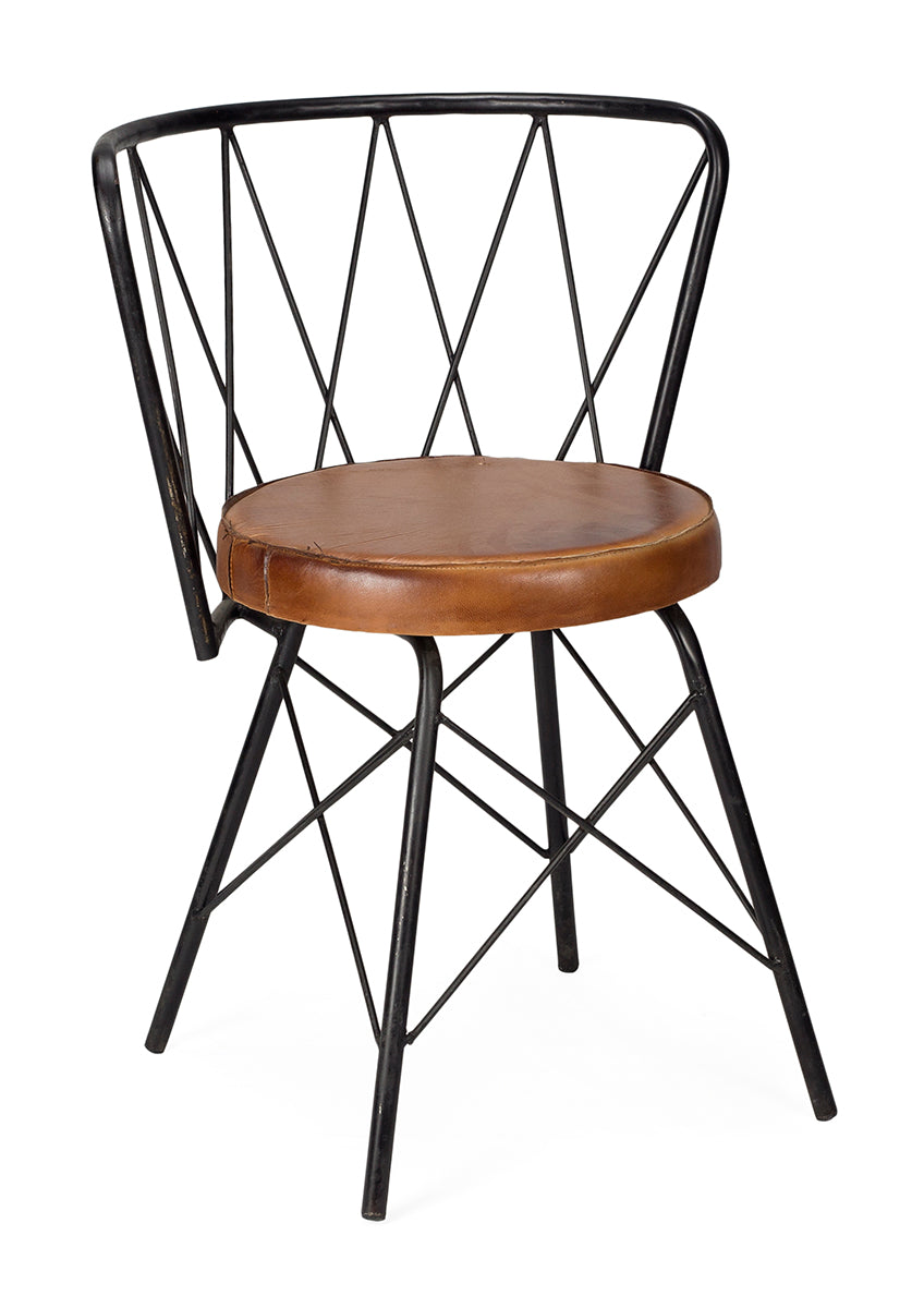 Silla Vintage cuero acero negro Zonica