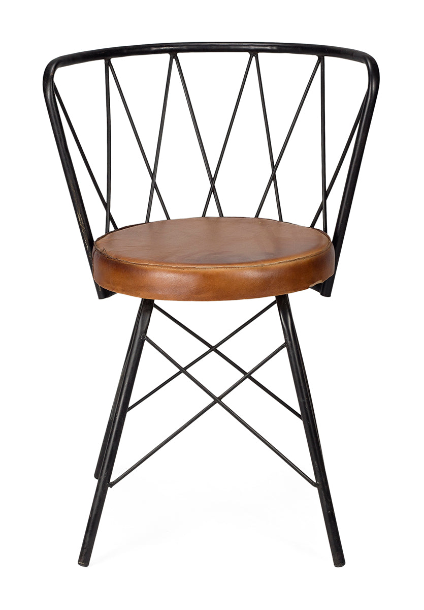 Silla Vintage cuero acero negro Zonica