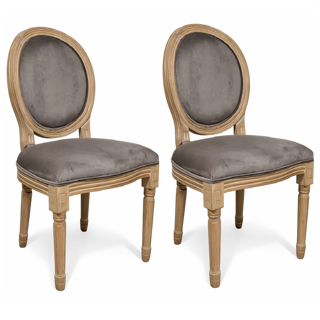 Pack de 2 Sillas de comedor Versalles terciopelo taupe