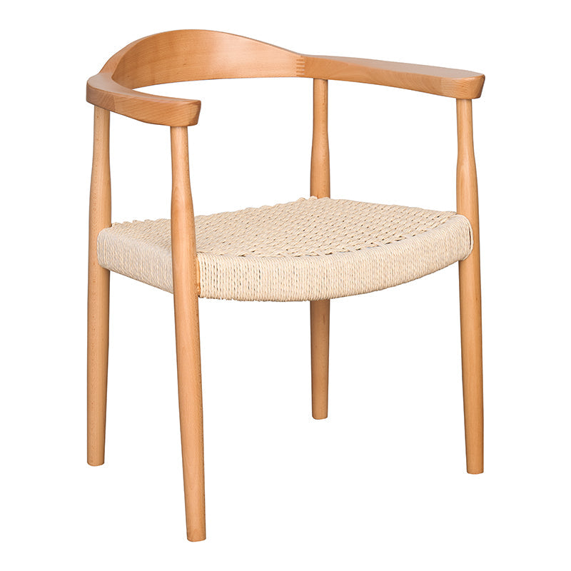 Silla de comedor reposabrazos madera y asiento enea Nevu natural