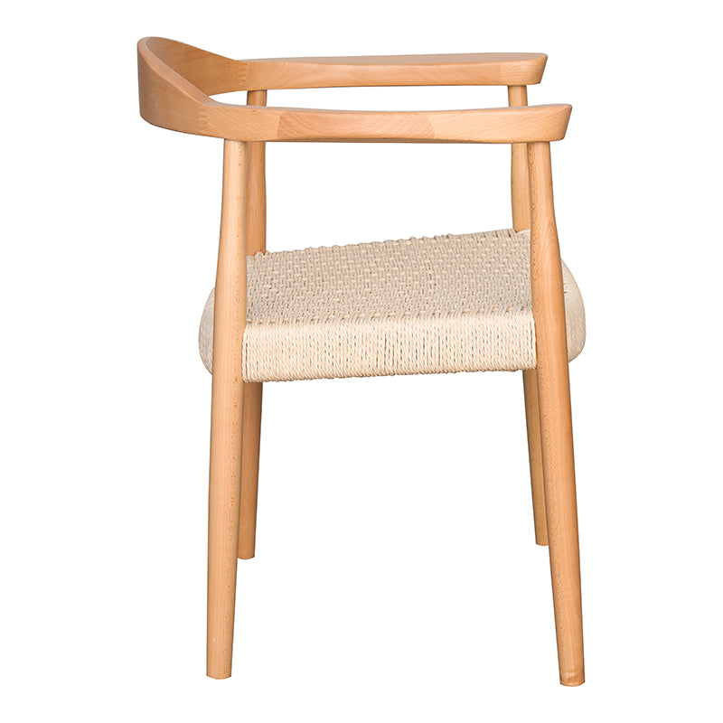 Silla de comedor reposabrazos madera y asiento enea Nevu natural