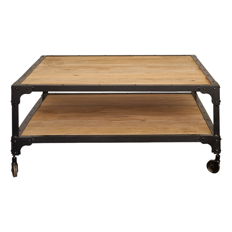 Table basse industrielle en bois 100x100 Atila