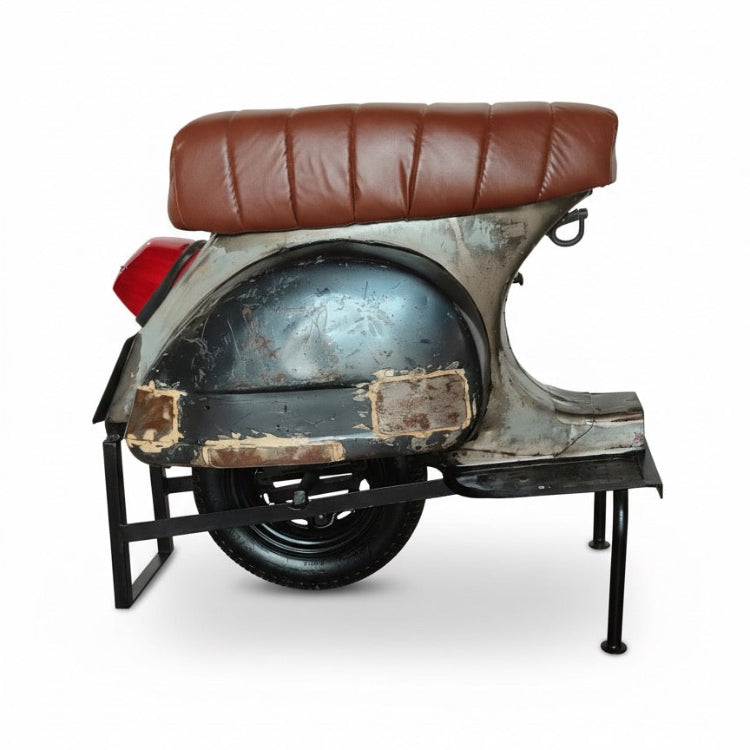 Taburete de Bar Scooter Vintage Reciclada de Cuero