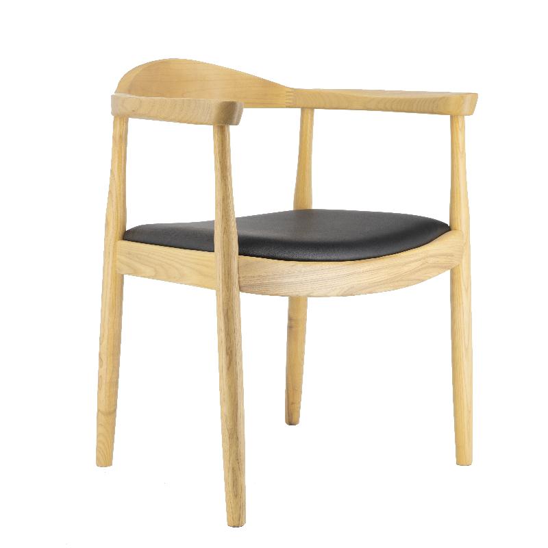 Silla de comedor madera de fresno reposabrazos Nevu tapizada