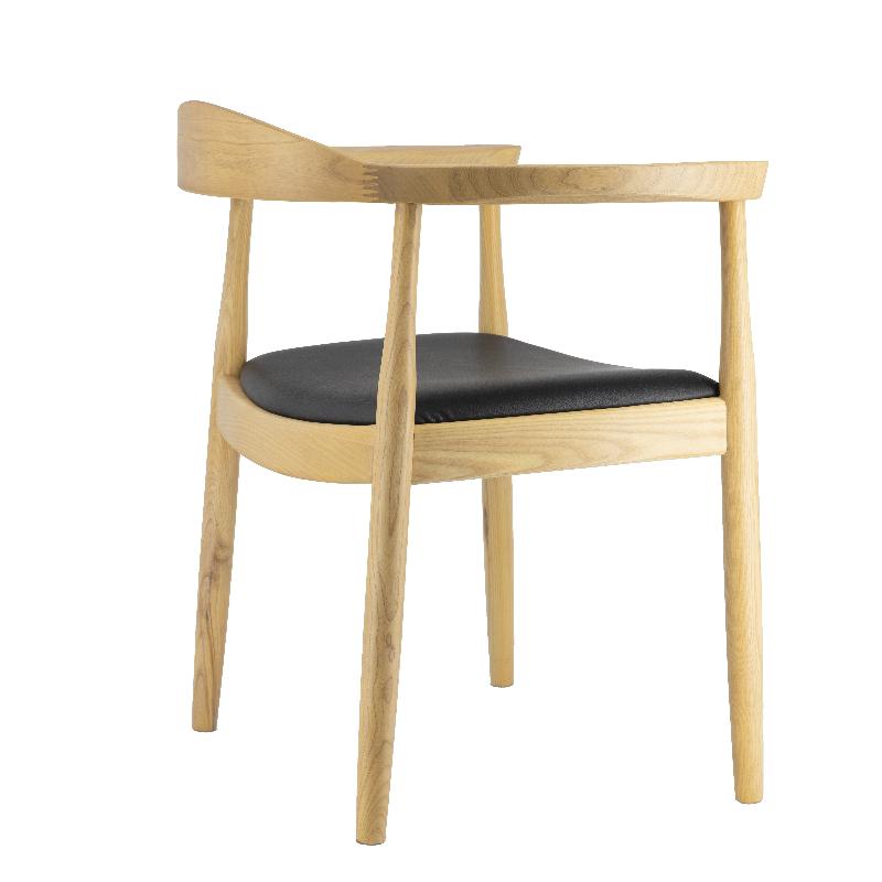 Silla de comedor madera de fresno reposabrazos Nevu tapizada