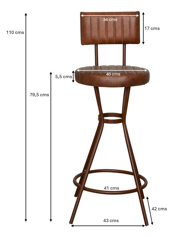 Taburete de bar vintage Técnico Tapizado Redondo