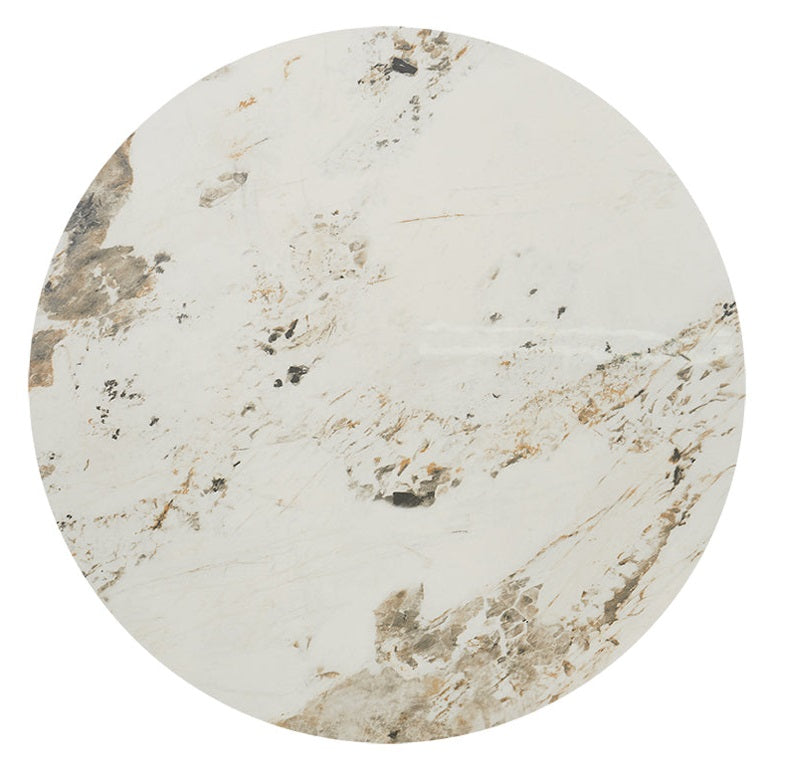 Mesa de comedor acero y piedra sinterizada Ø130 Rima