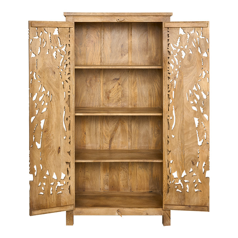 Armoire en bois de manguier sculpté Karol