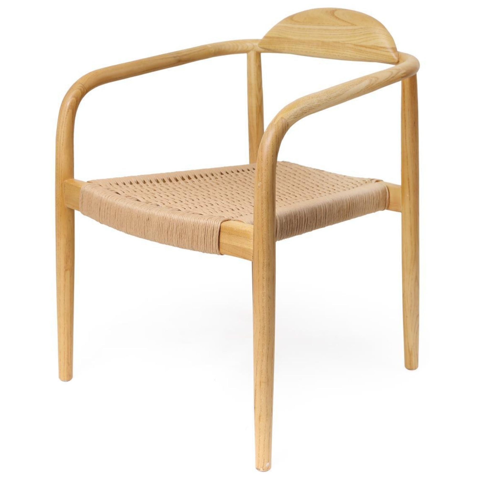 Chaise de salle à manger Cloe avec accoudoirs en bois et assise tissée