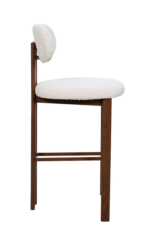 Tabouret de bar en acier noyer rembourré Liberty bouclé