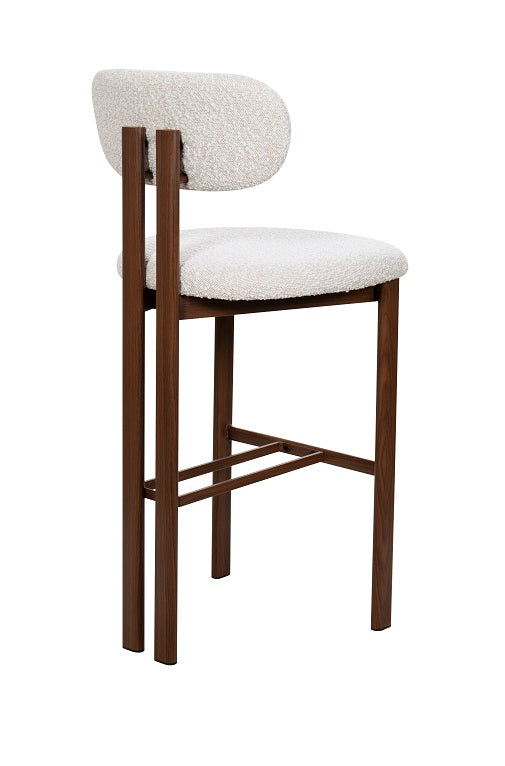 Tabouret de bar en acier noyer rembourré Liberty bouclé