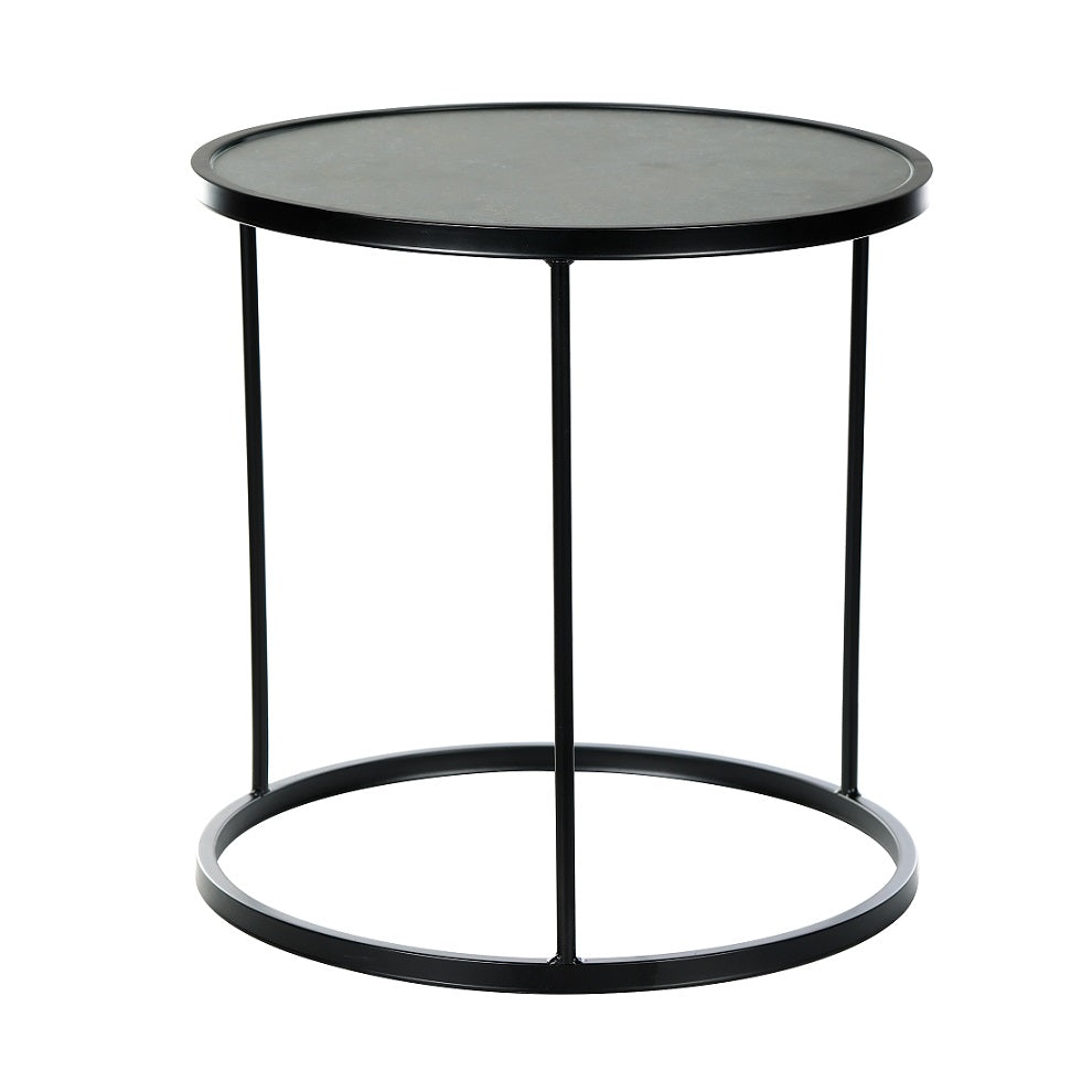 Lot de 2 tables basses en verre trempé et acier doré Dario