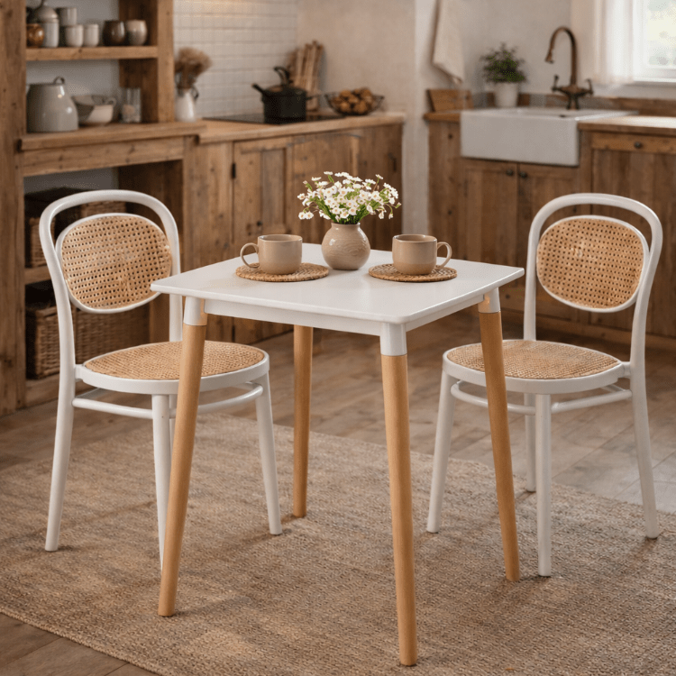 Conjunto mesa cuadrada 70x70 cm con 2 sillas Klara - Vintahome