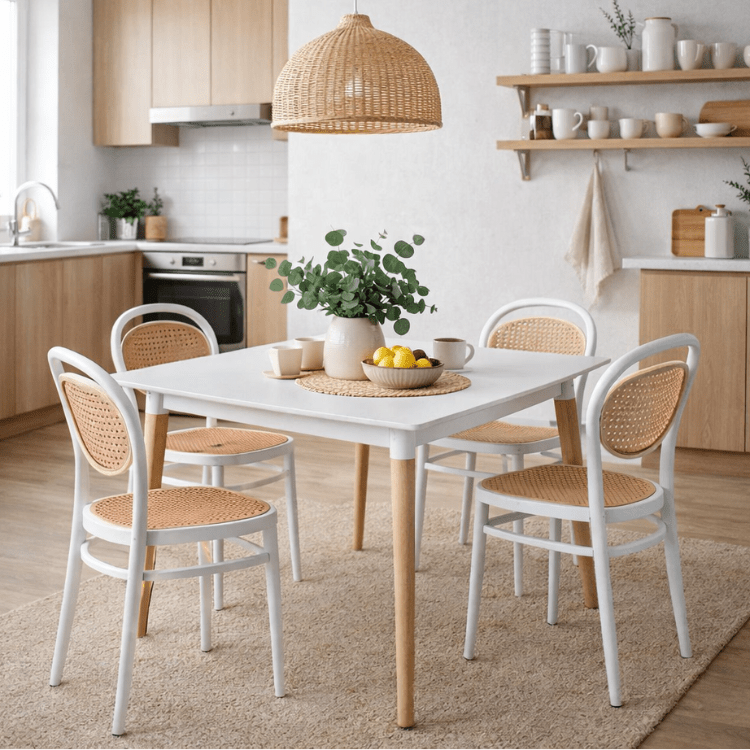 Conjunto mesa cuadrada 80x80 cm con 4 sillas Klara - Vintahome
