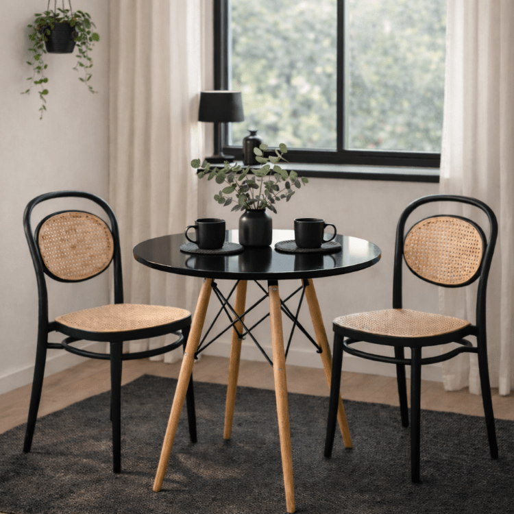 Conjunto mesa redonda 70 - 80 cm con 2 sillas Klara - Vintahome