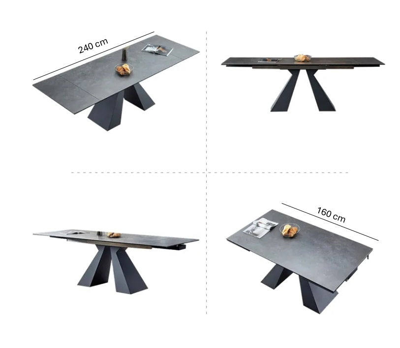 Table à manger extensible en pierre frittée Luky 160/240 cm