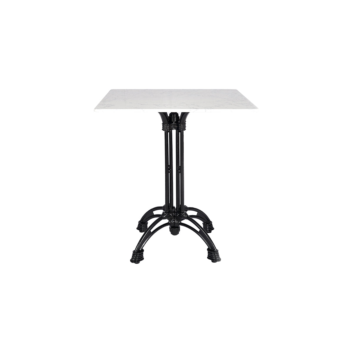 Table de bar avec base Shire 4 noire et plateau carré en marbre 70x70cm