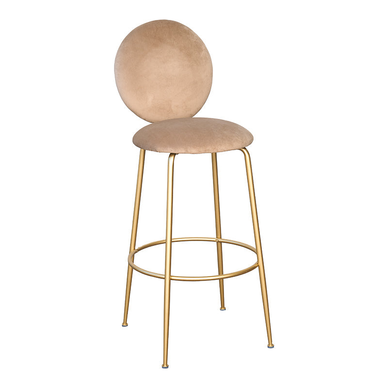 Taburete De Bar Eloisse Dorado Con Respaldo Terciopelo Beige