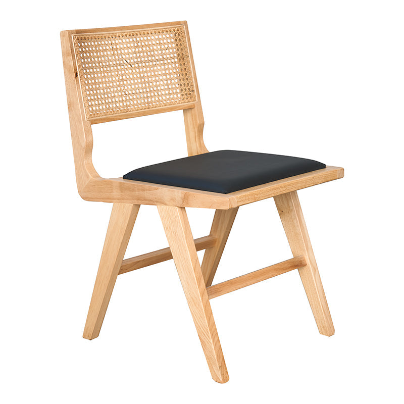 Chaise de salle à manger en bois et rotin Canitt