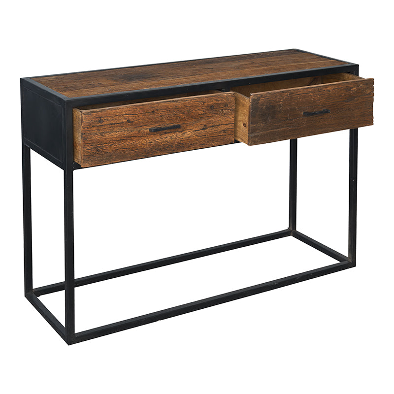 Table console industrielle en bois Ulysse 120 cm