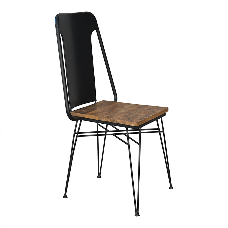 Silla de comedor vintage acero negro y madera Antoine