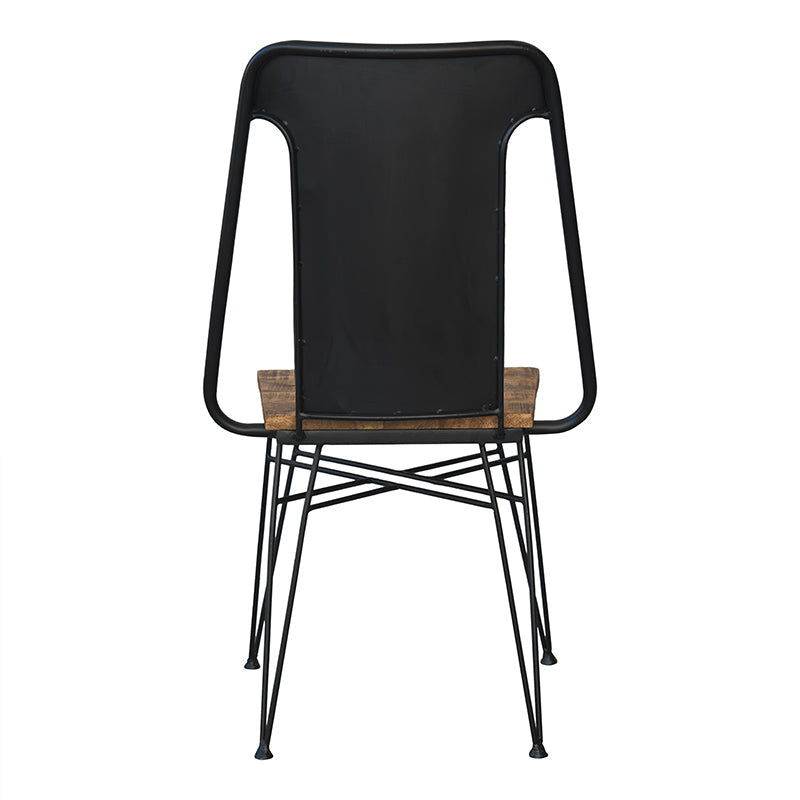 Silla de comedor vintage acero negro y madera Antoine