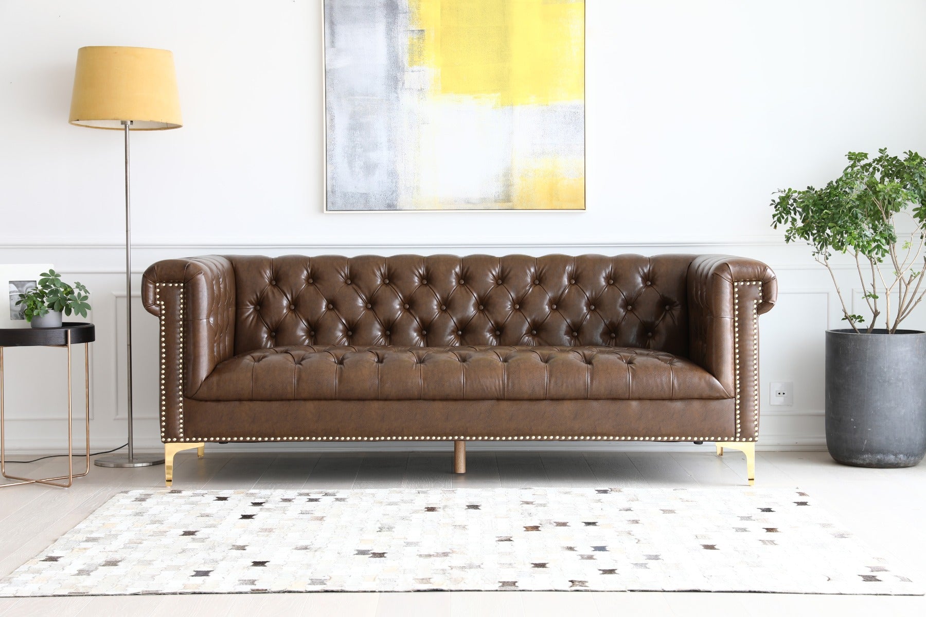 Canapé Chesterfield 3 places en PU marron Pool