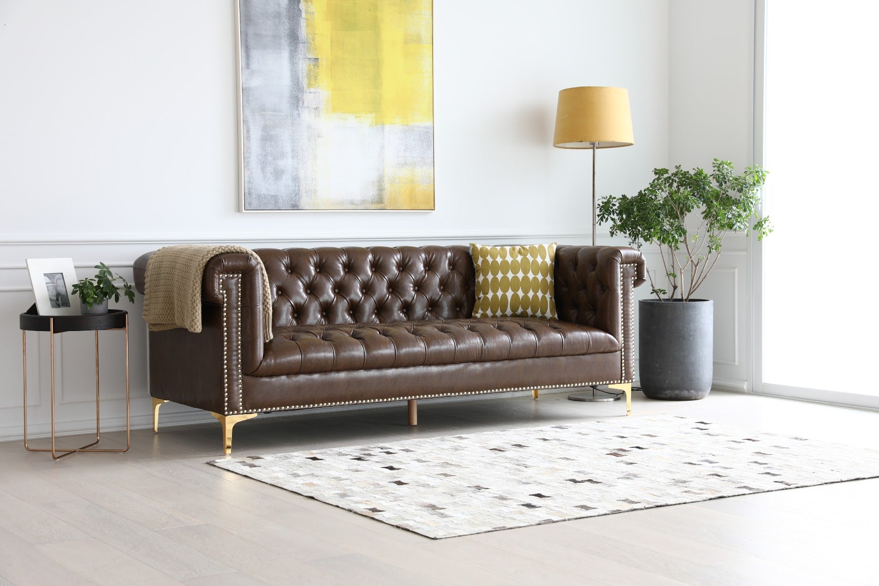 Canapé Chesterfield 3 places en PU marron Pool