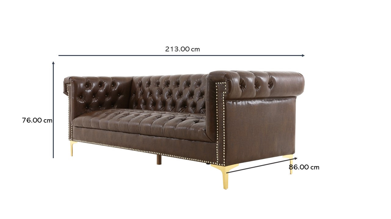 Canapé Chesterfield 3 places en PU marron Pool