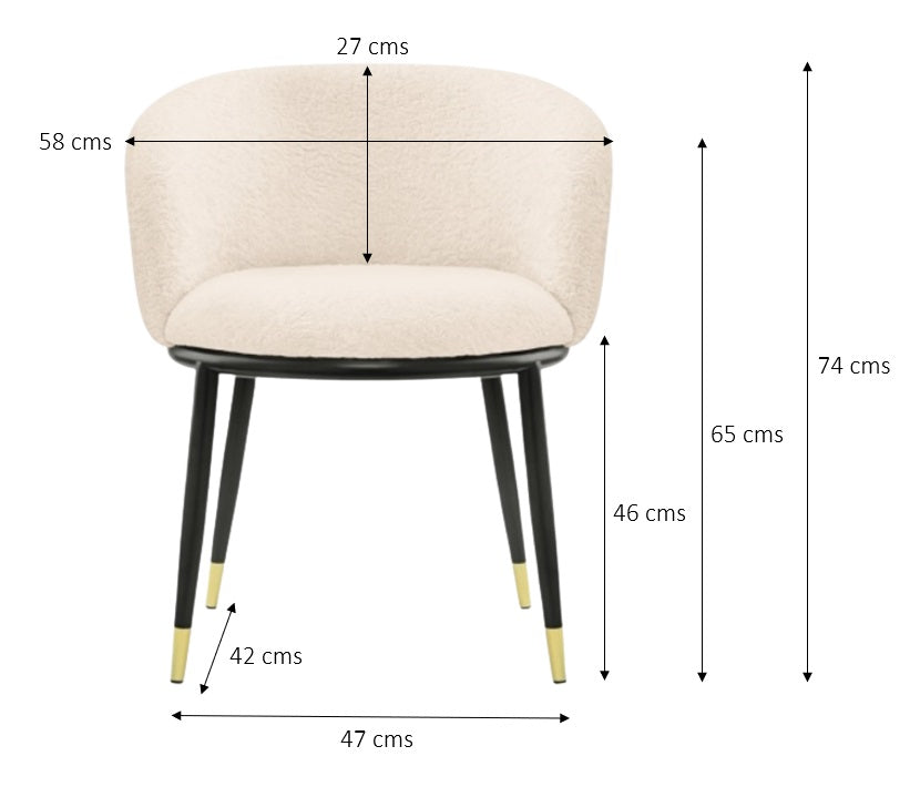 Sillón de comedor tejido bouclé marfil Enid