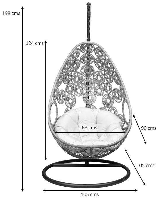 Silla colgante de ratán natural Randal blanca