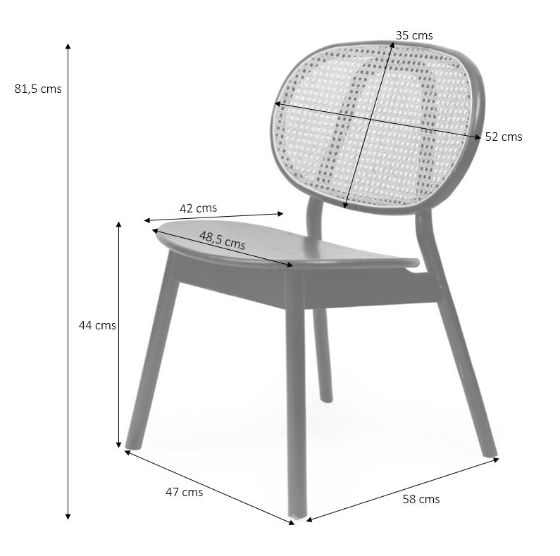 Chaise de salle à manger nordique en bois noir et rotin Henar