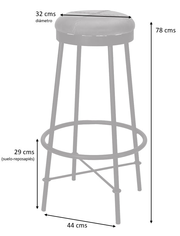 taburete de bar de acero negro de cuero