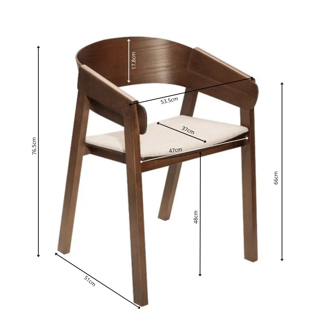 Silla de comedor con reposabrazos madera Mimo