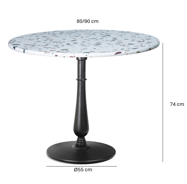 Table à manger ronde Ø80/90 terrazzo Tax 