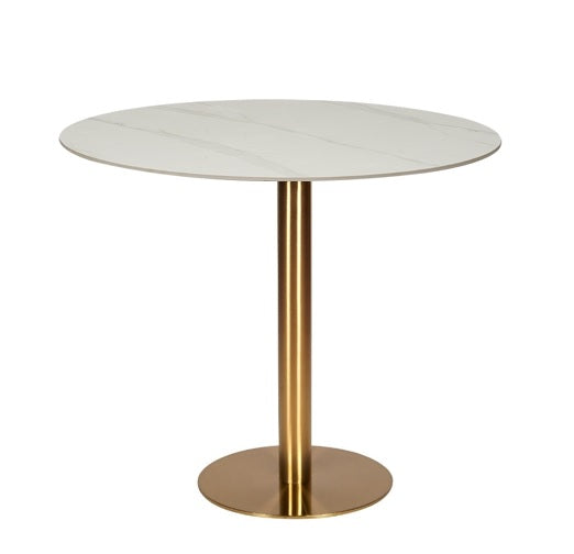 Mesa de comedor inox dorada redonda piedra sinterizada D80-90-100