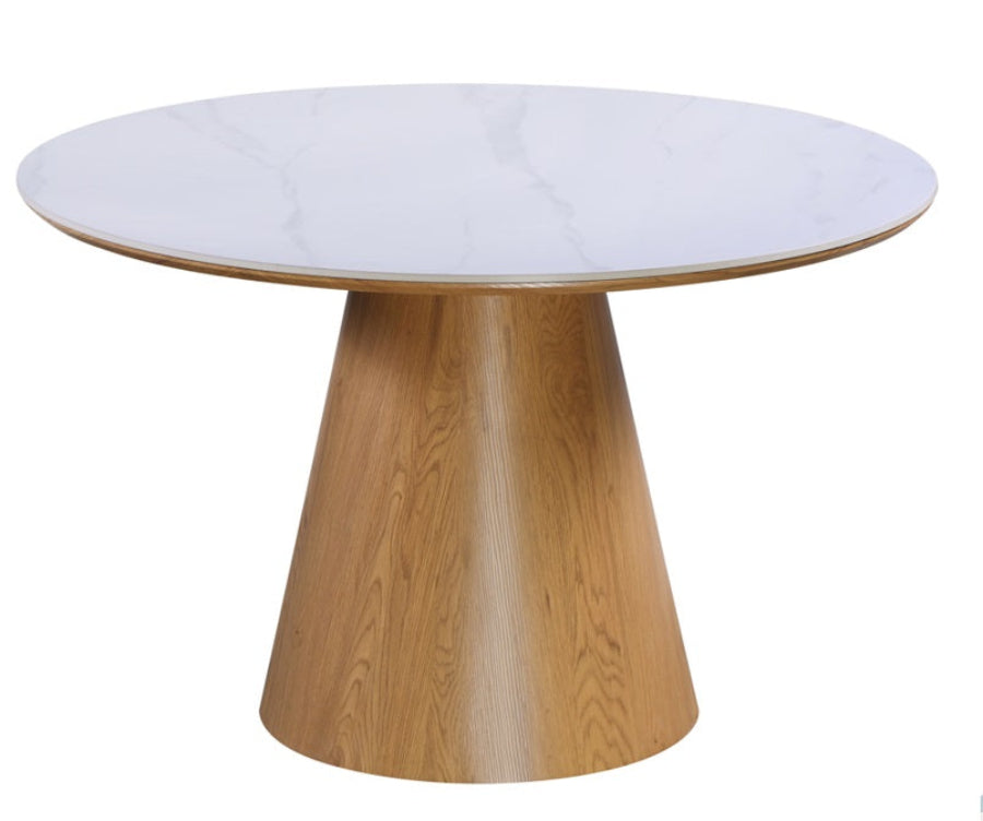 Table à manger ronde Ø120 Zen pierre frittée bois