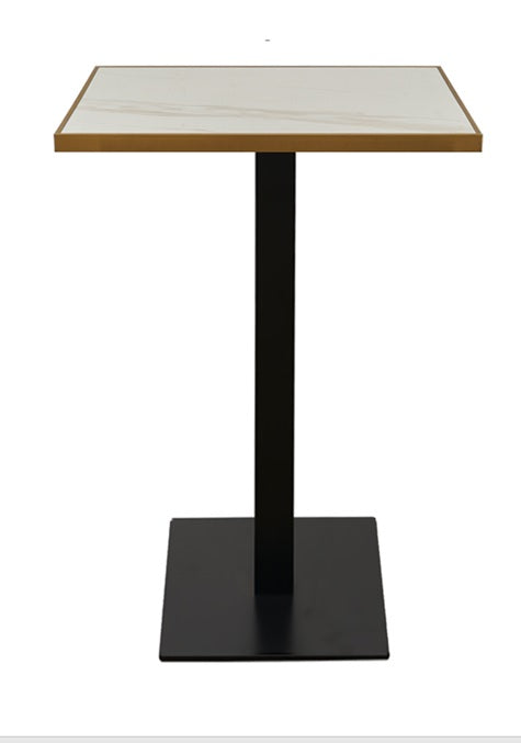 Mesa de bar alta cuadrada 70x70 borde dorado Lisboa