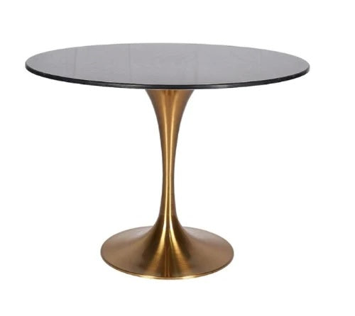 Mesa comedor Tuli inox dorada tapa mármol blanco/negro Ø 80-90-100-110-120 cm