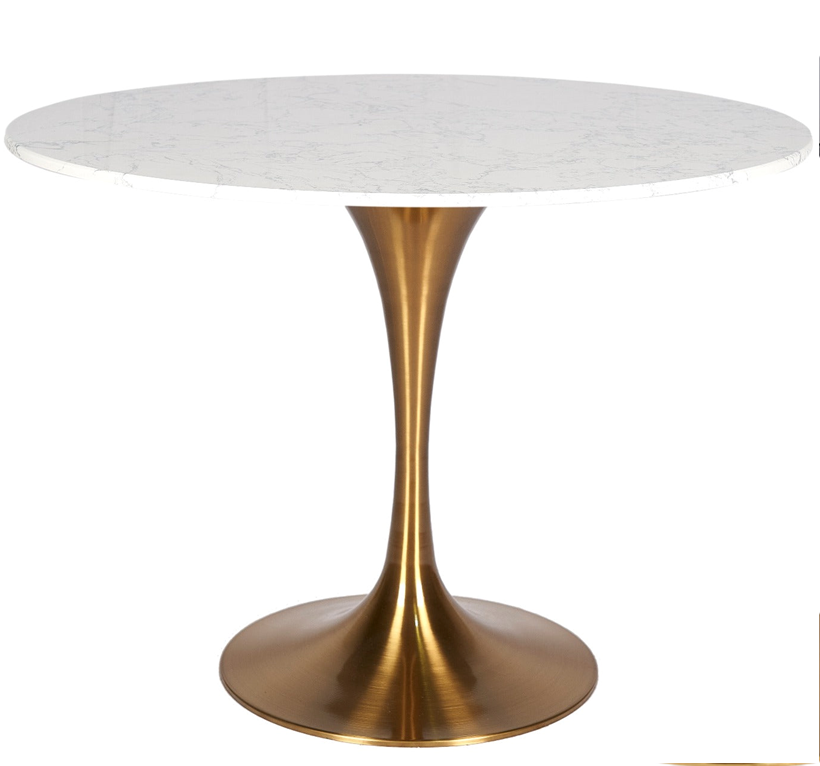 Mesa comedor Tuli inox dorada tapa mármol blanco/negro Ø 80-90-100-110-120 cm