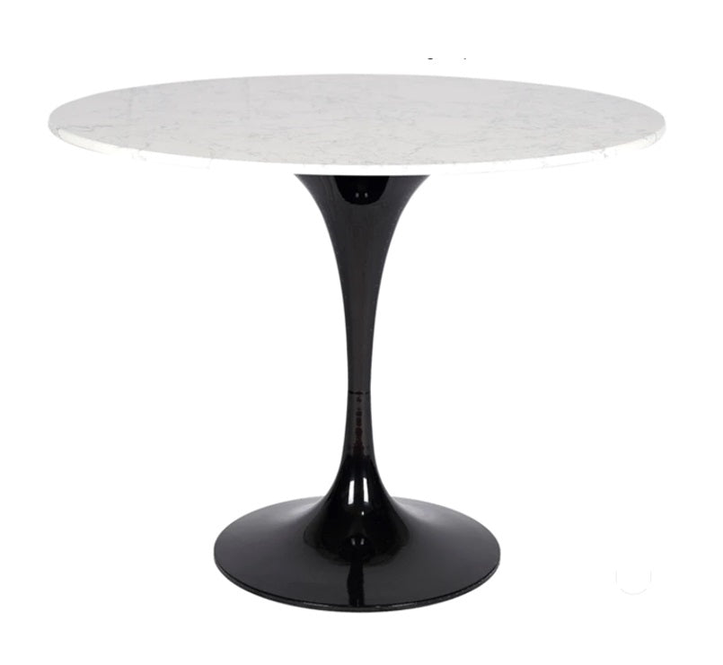 Mesa comedor Tuli negra tapa mármol blanco/negro Ø 80-90-100-110-120